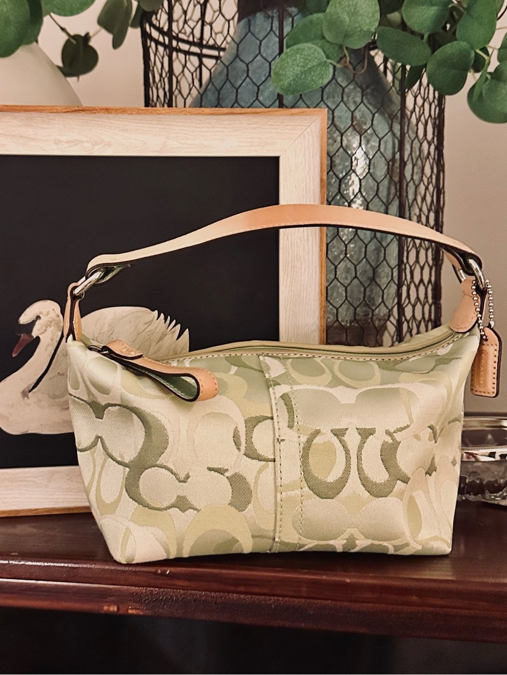 Rare Y2K Coach Optic Signature C Mini Bag / Pouch (6561) | Pistachio - Picture 3 of 16